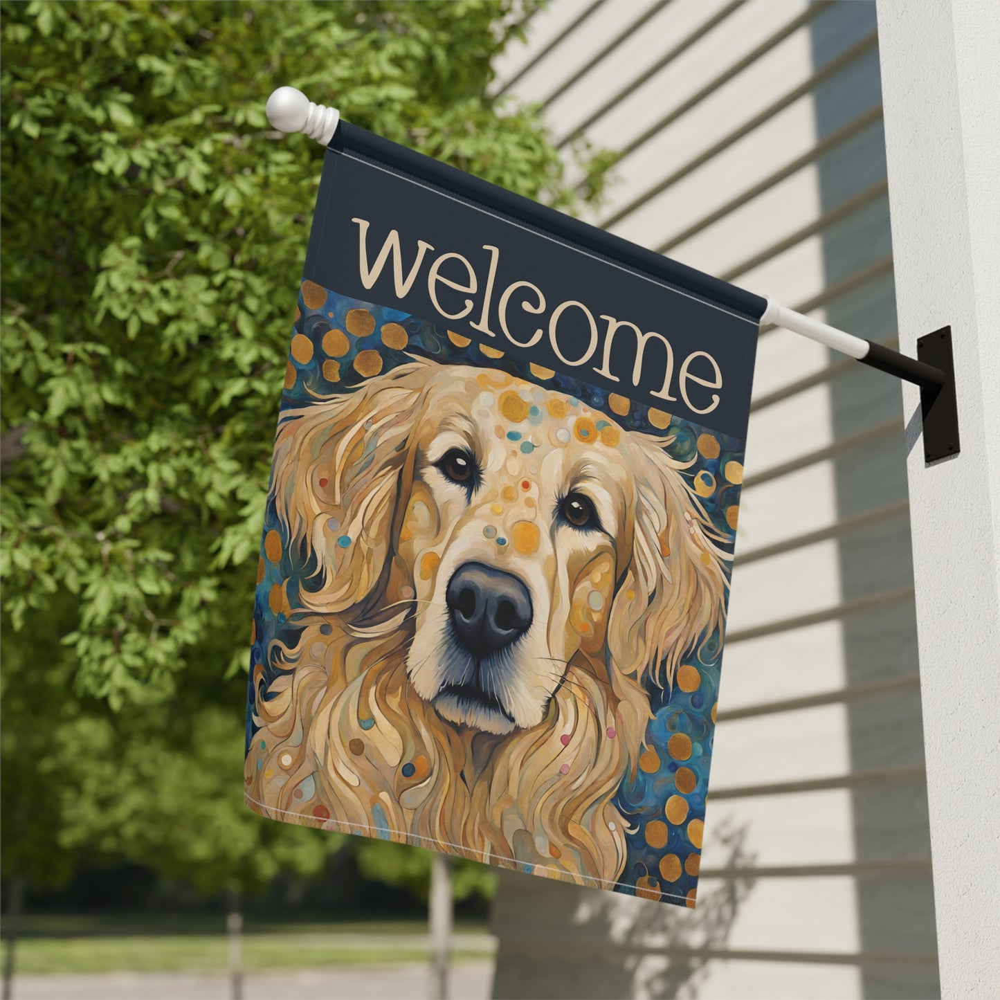 Golden Retriever Welcome 2-Sided Garden & House Flag/Banner