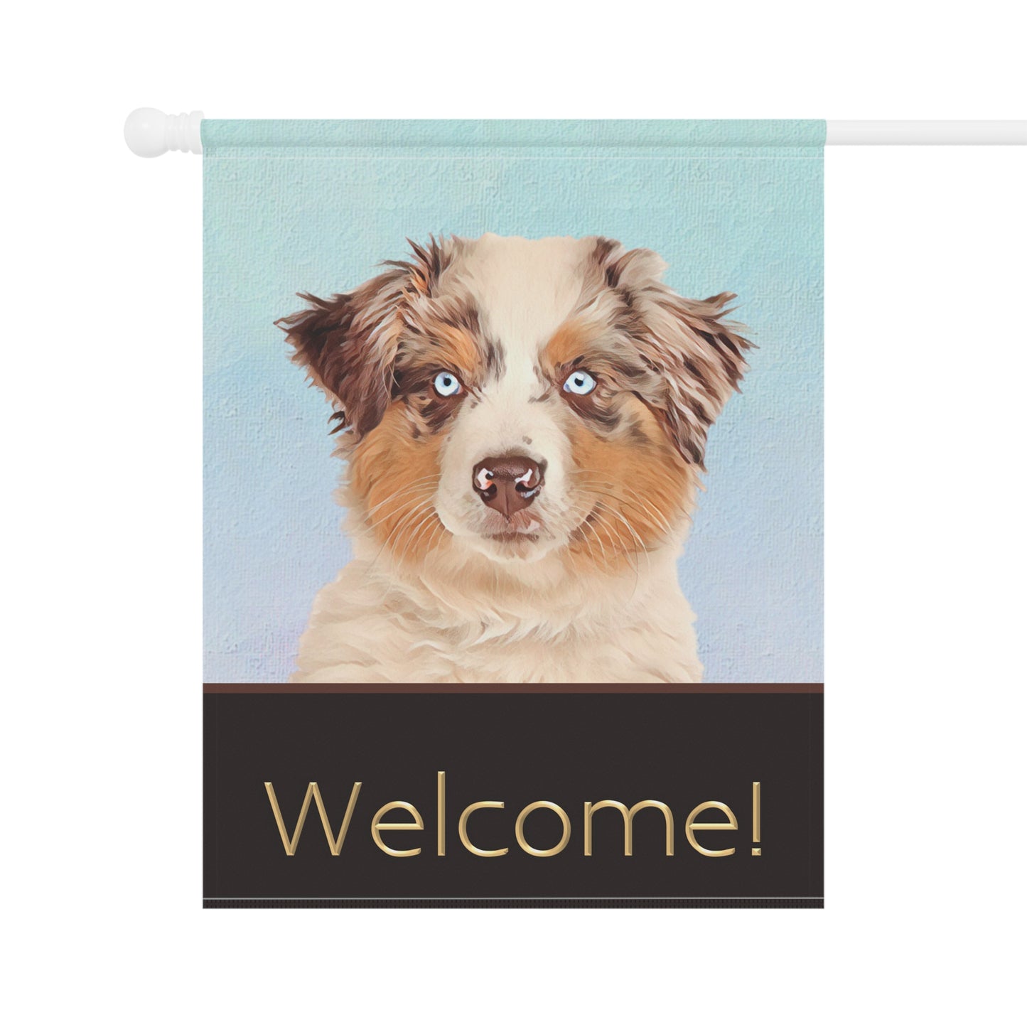 Australian Shepherd with Blue Eyes Welcome 2-Sided Garden & House Flag/Banner