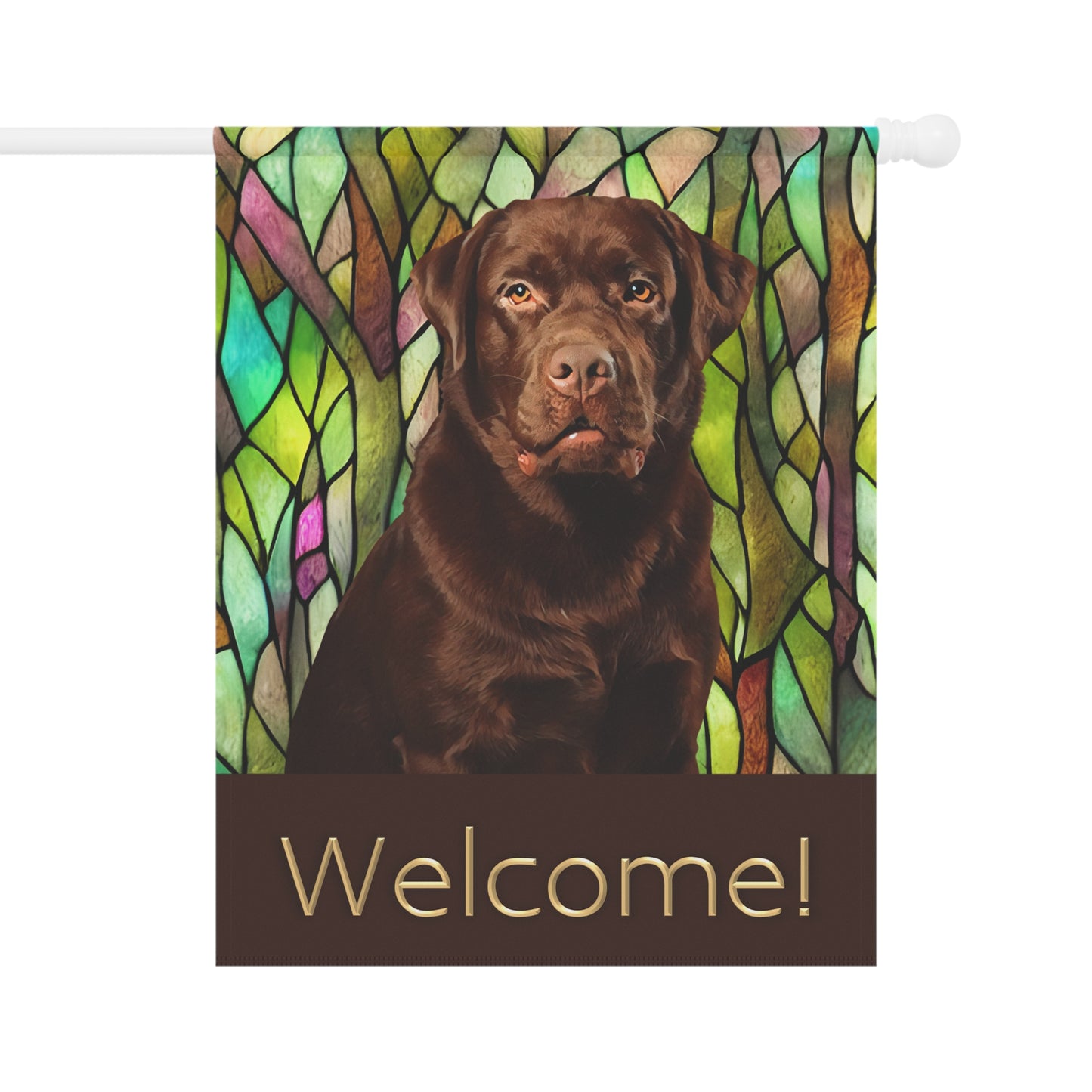 Chocolate Labrador Welcome 2-Sided Garden & House Flag/Banner