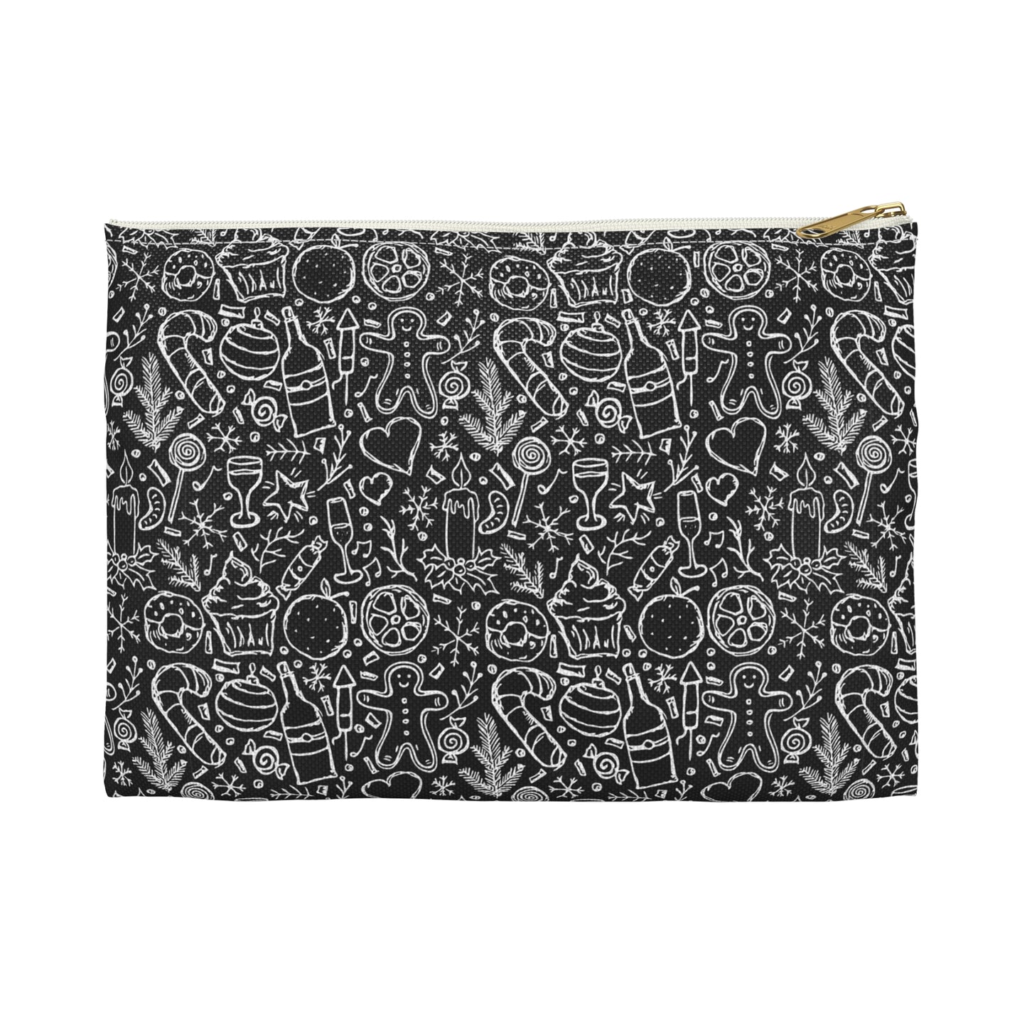 Christmas Holiday Icons in Black & White Accessory Pouch