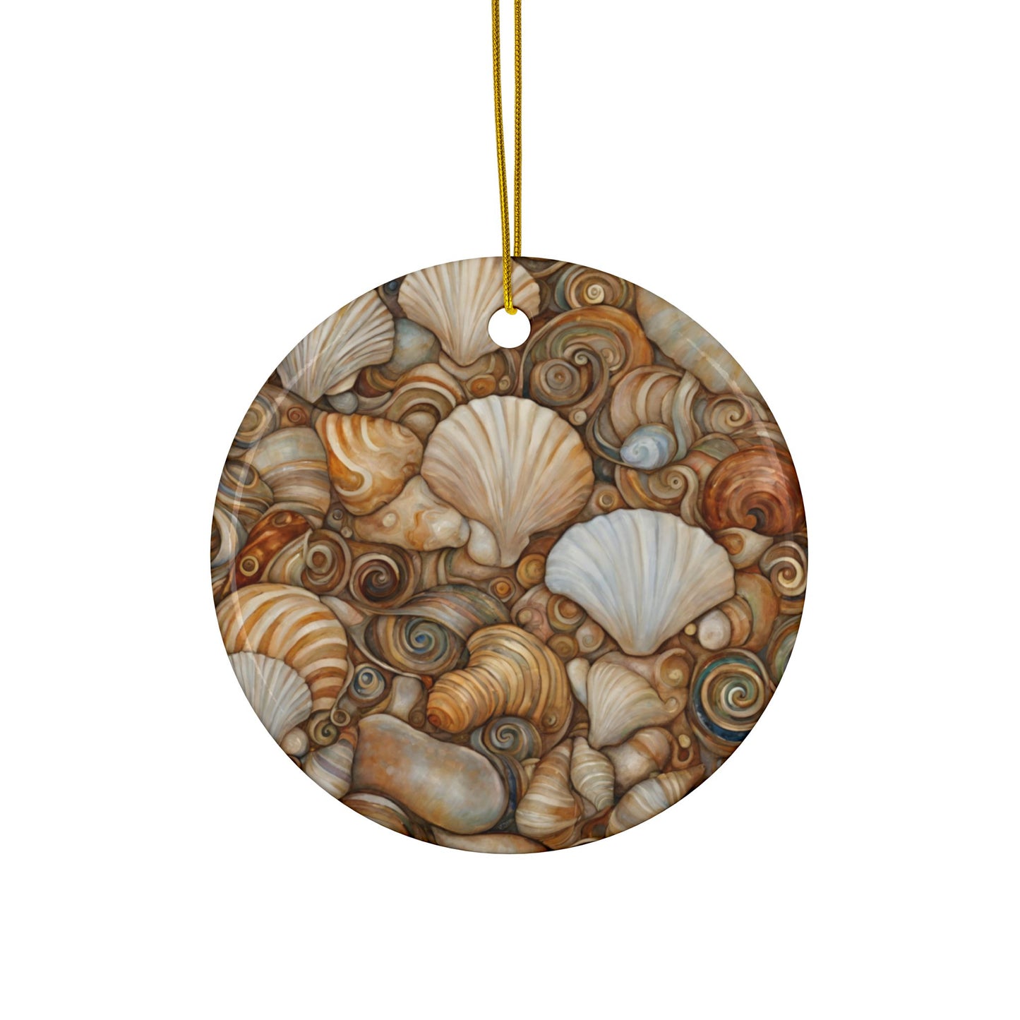 Shell Collection 3" Ceramic Ornaments, 2-Side Print, (1pc, 10pcs)