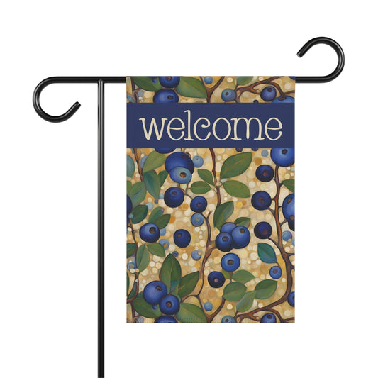 Blueberries Welcome 2-Sided Garden & House Flag/Banner