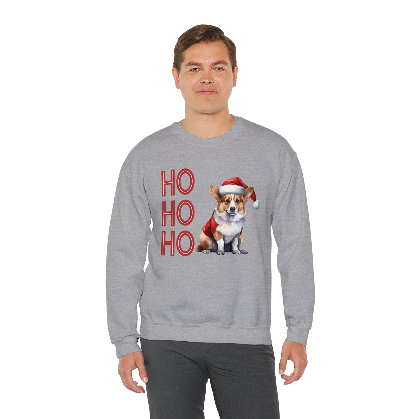 Corgi in Santa Hat Ho Ho Ho Unisex Heavy Blend™ Crewneck Sweatshirt