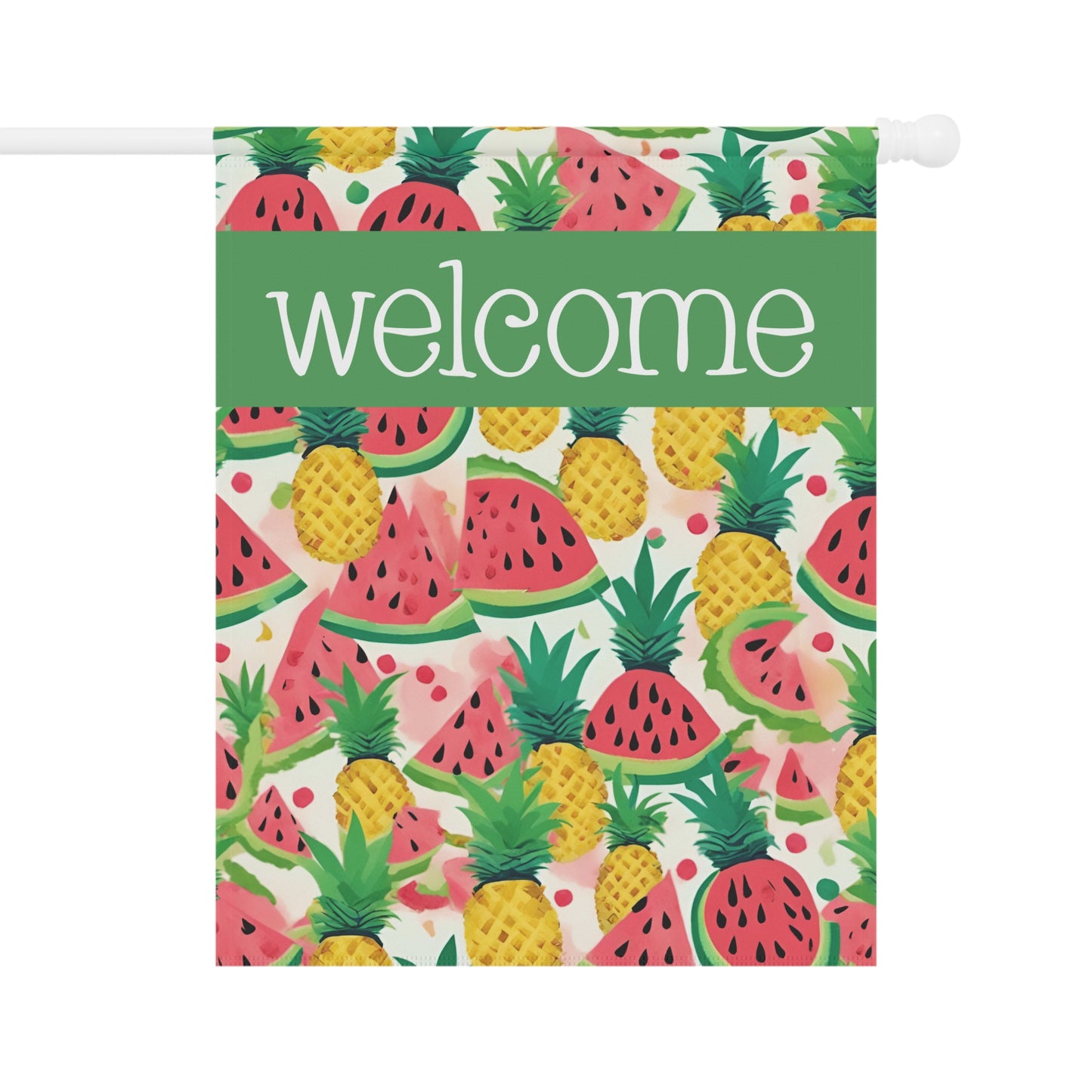 Pineapples & Watermelons Welcome 2-Sided Garden & House Flag/Banner