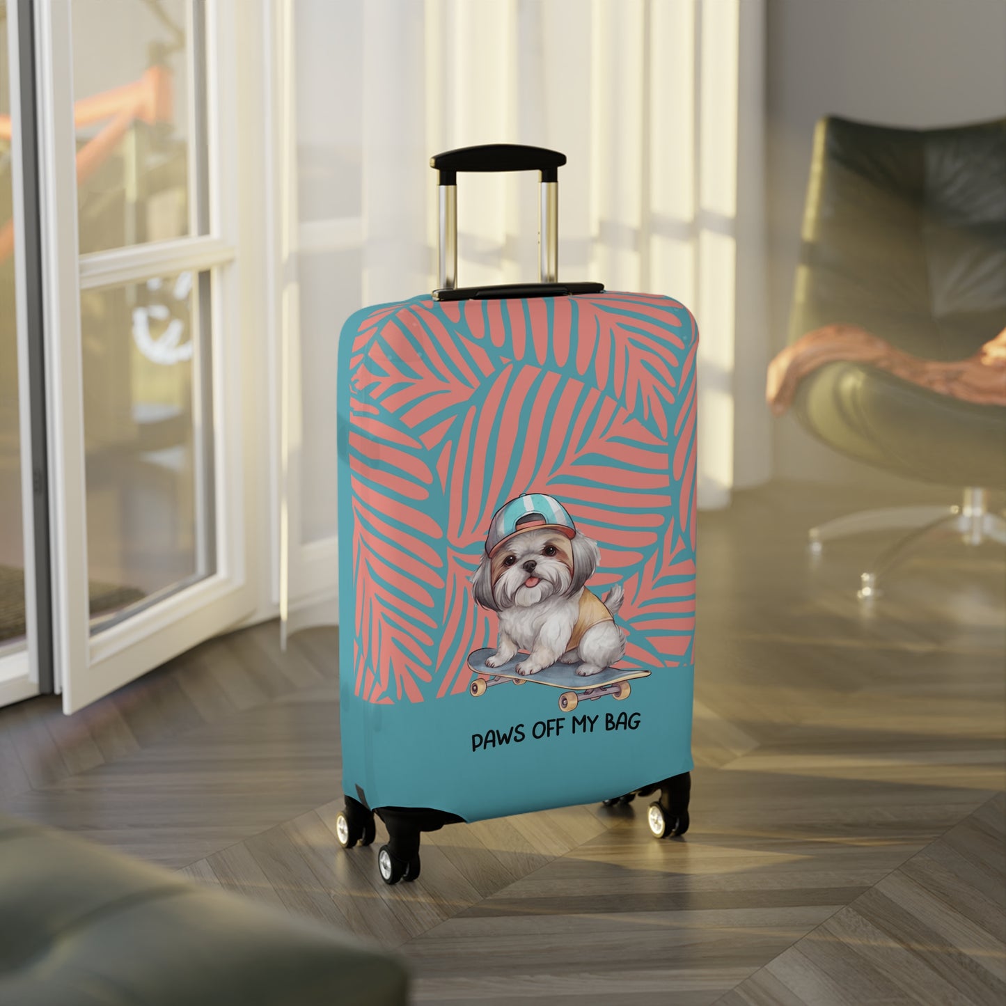 Shih Tzu on Skateboard Paws Off My Bag Luggage Cover