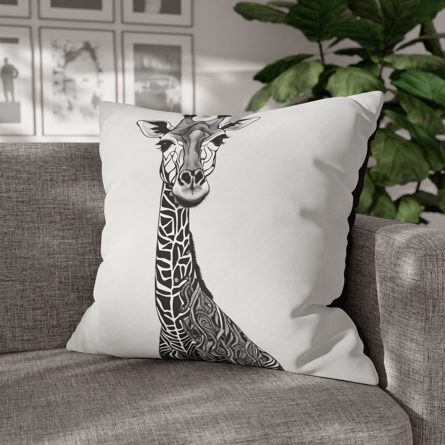 Giraffe Square Poly Canvas Pillowcase