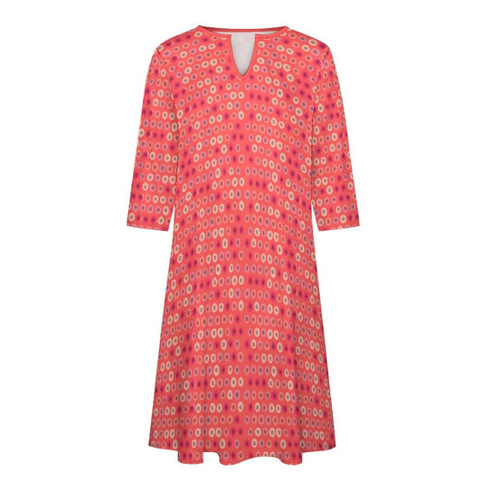 Bongo V-neck 3/4 Sleeve Dress with Pockets