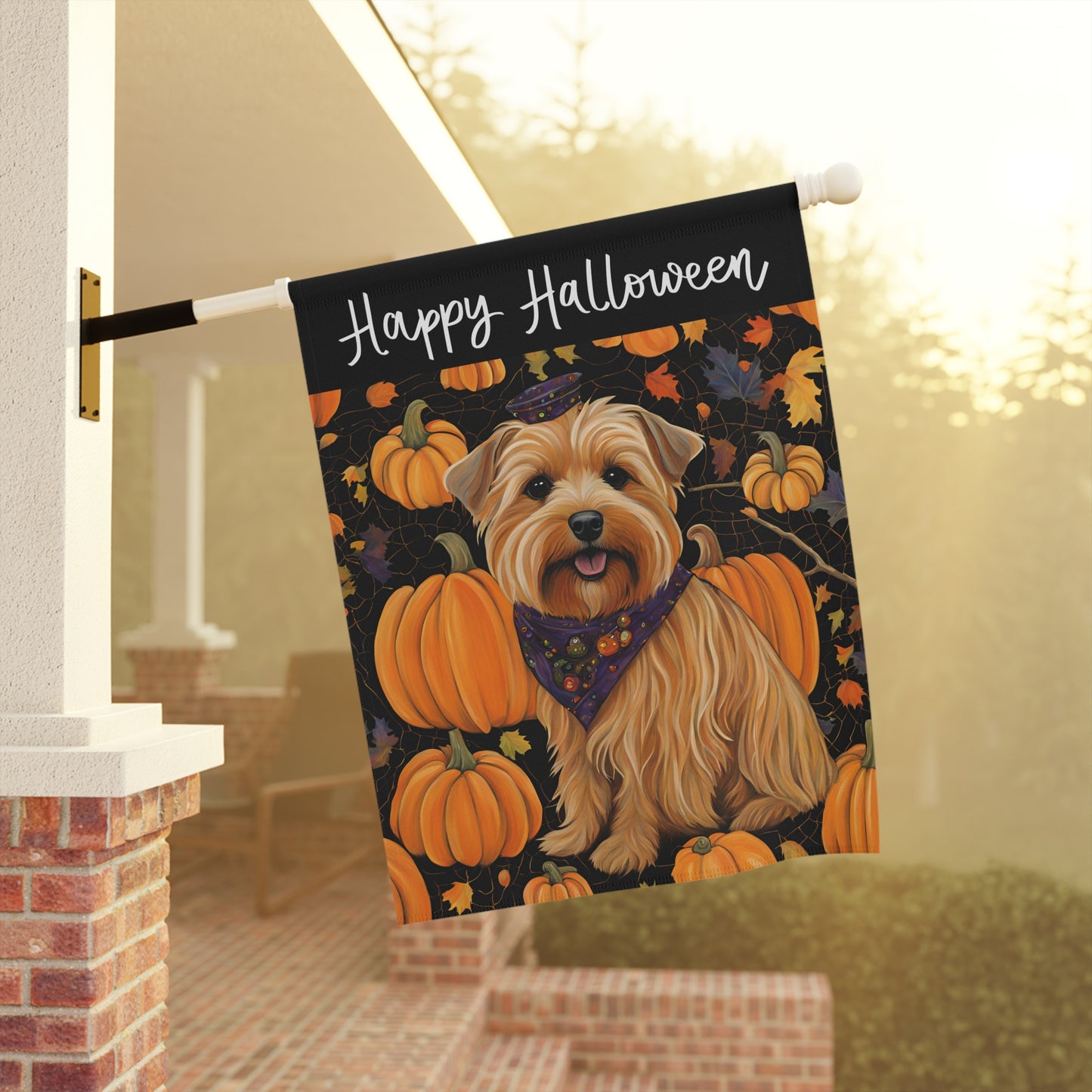 Norfolk Terrier Happy Halloween 2-Sided Garden & House Flag/Banner