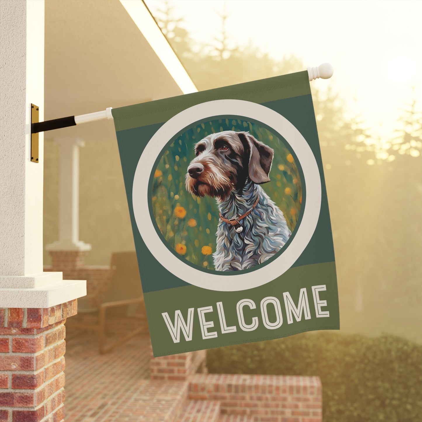 German Wirehaired Pointer Welcome 2-Sided Garden & House Flag/Banner