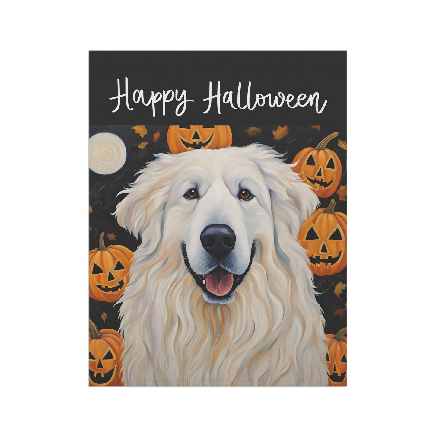 Great Pyrenees Happy Halloween 2-Sided Garden & House Flag/Banner