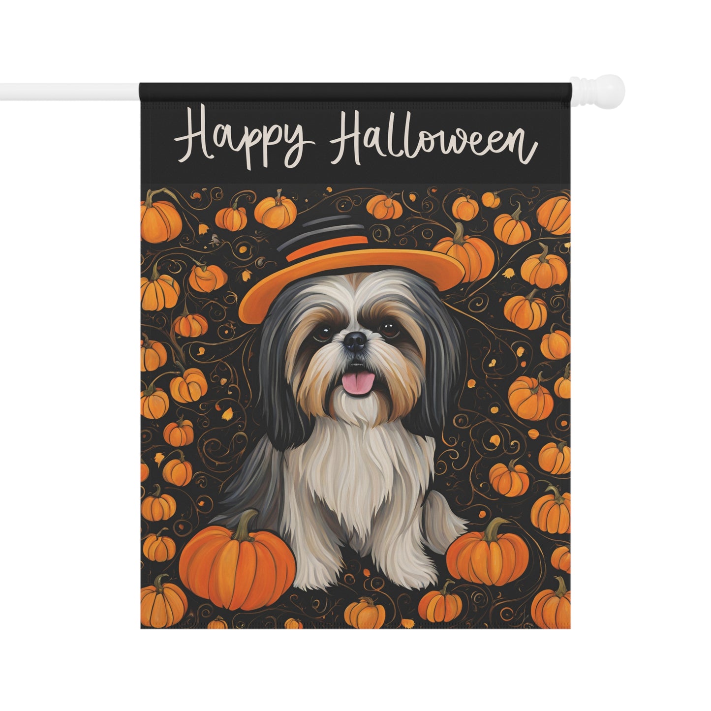 Shih Tzu Happy Halloween 2-Sided Garden & House Flag/Banner