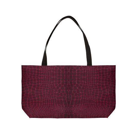 Faux Crocodile Leather in Burgundy Weekender Tote Bag