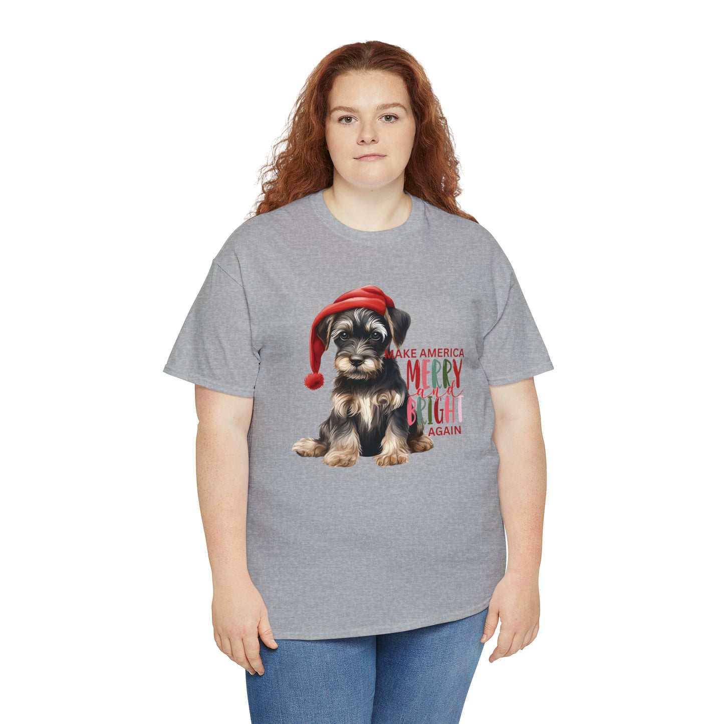 Santa Dog Make America Merry & Bright Again Unisex Heavy Cotton Tee