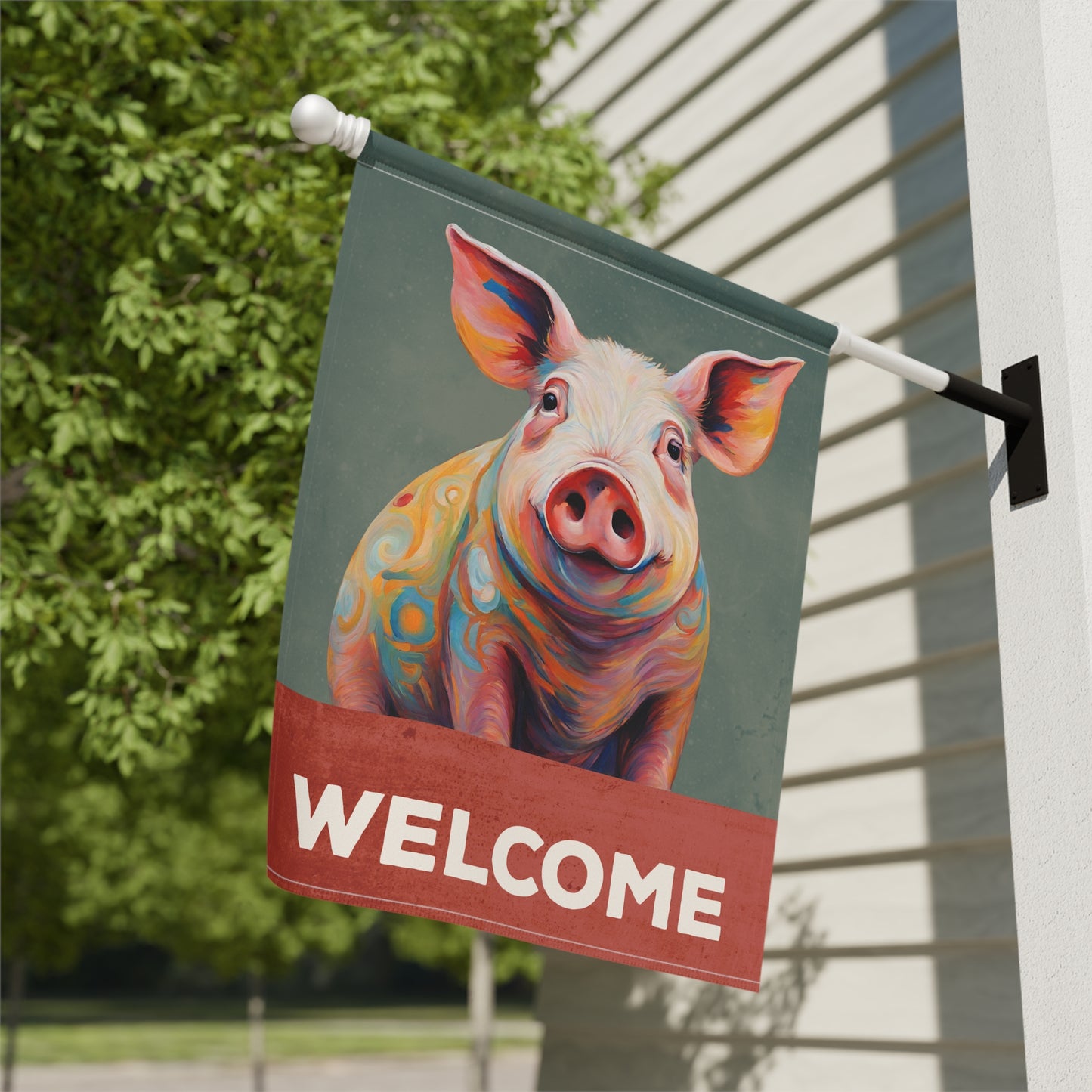 Pig Welcome 2-Sided Garden & House Flag/Banner