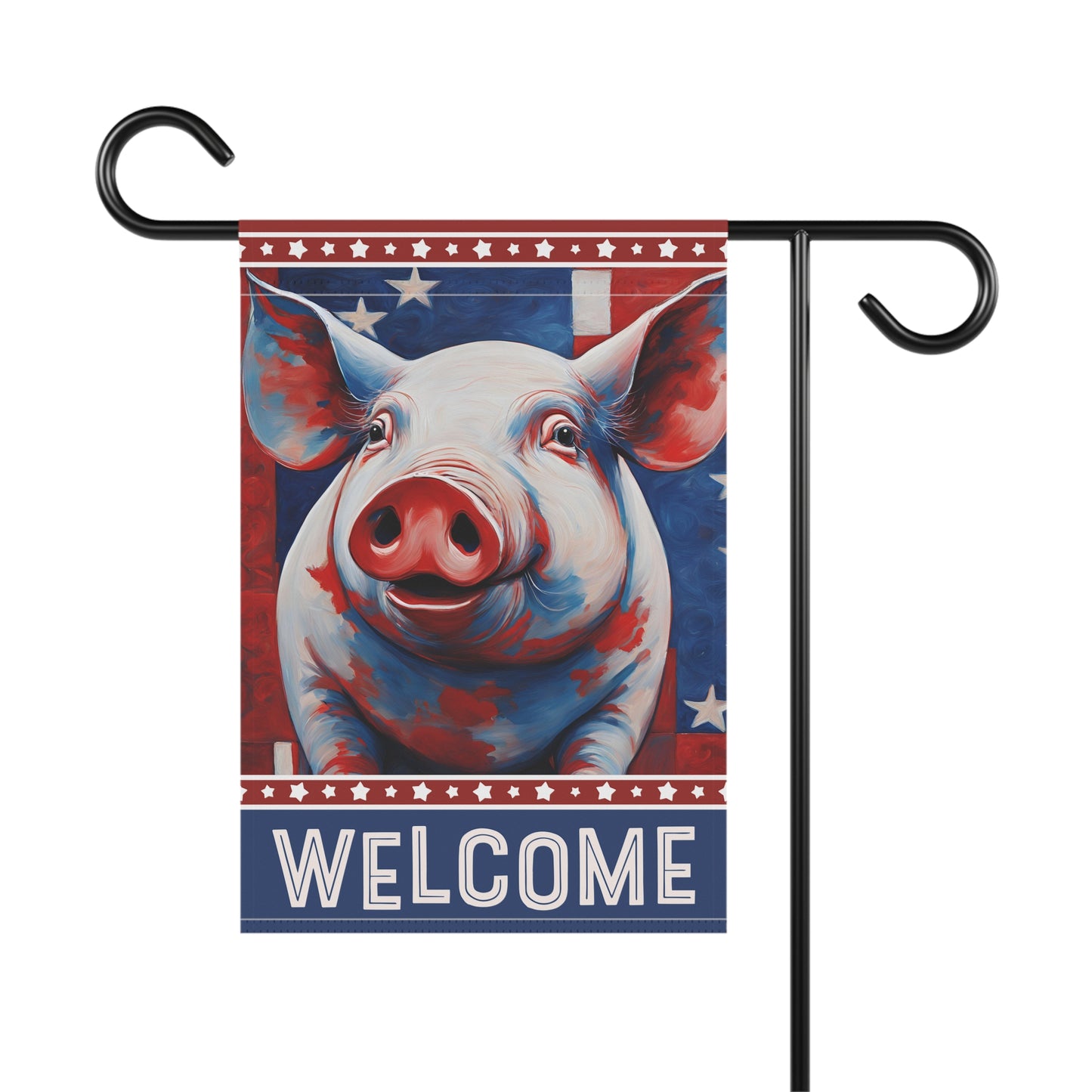 All American Pig Welcome 2-Sided Garden & House Flag/Banner