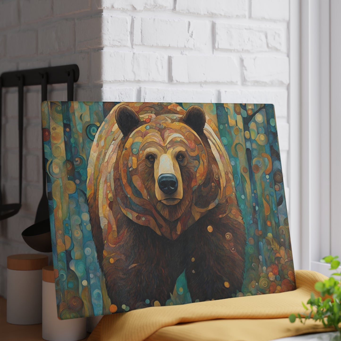 Mountain Forest Grizzly Tempered Glass Cutting Board