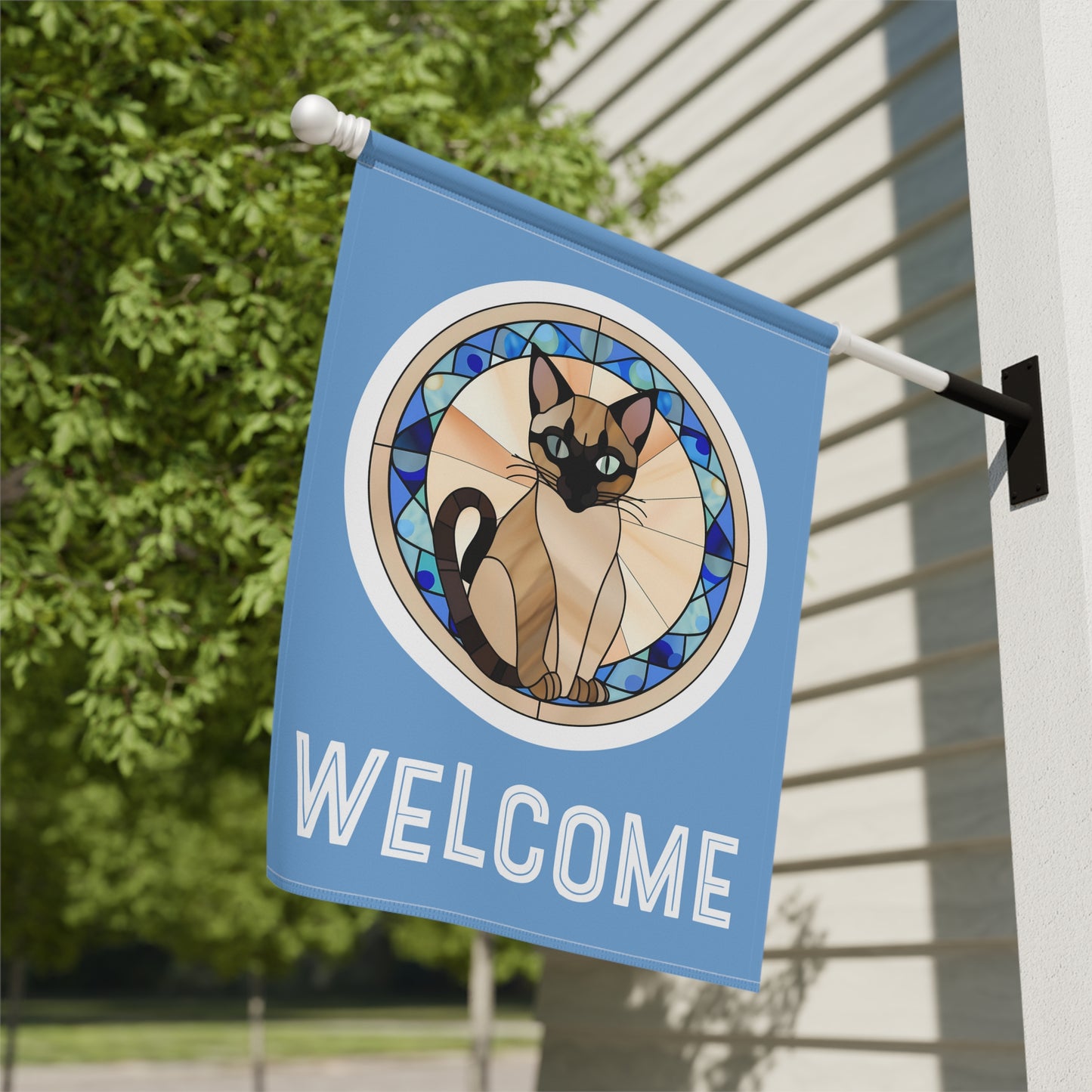 Siamese Cat Welcome 2-Sided Garden & House Flag/Banner