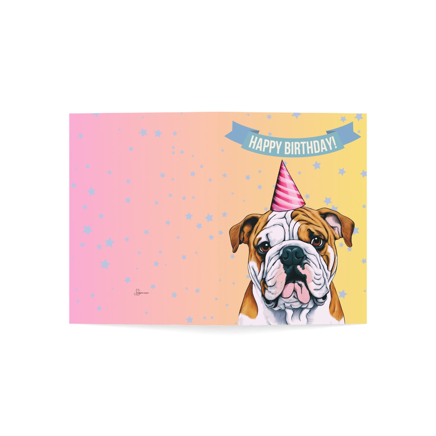 English Bulldog Happy Birthday 5 x 7 Greeting Cards (10 Pack)