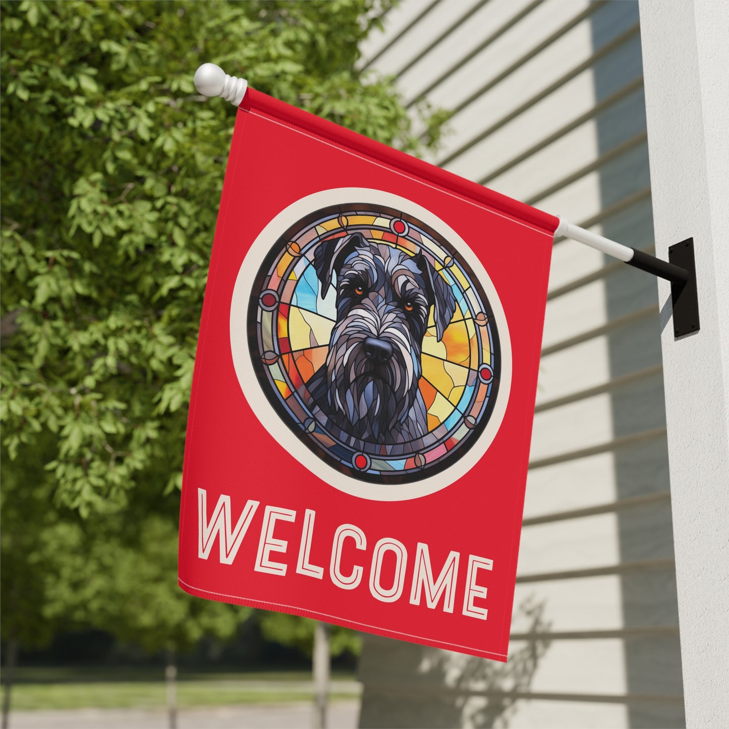 Giant Schnauzer Welcome 2-Sided Garden & House Flag/Banner