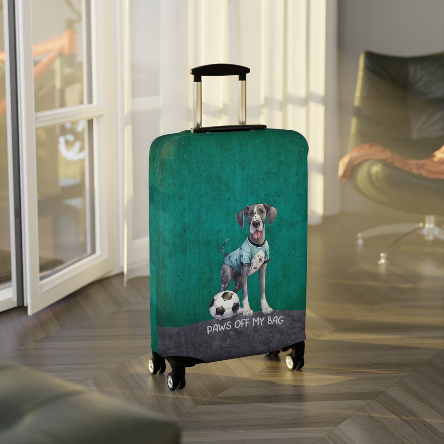 Great Dane with Soccer Ball Paws Off My Bag Luggage Cover