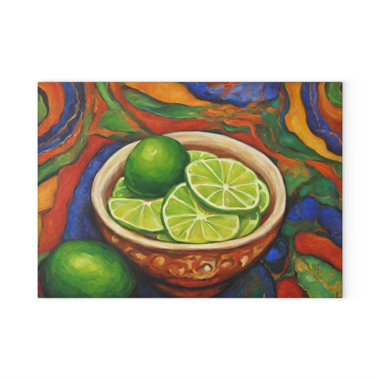 Bowl of Limes Tempered Glass Cutting Board