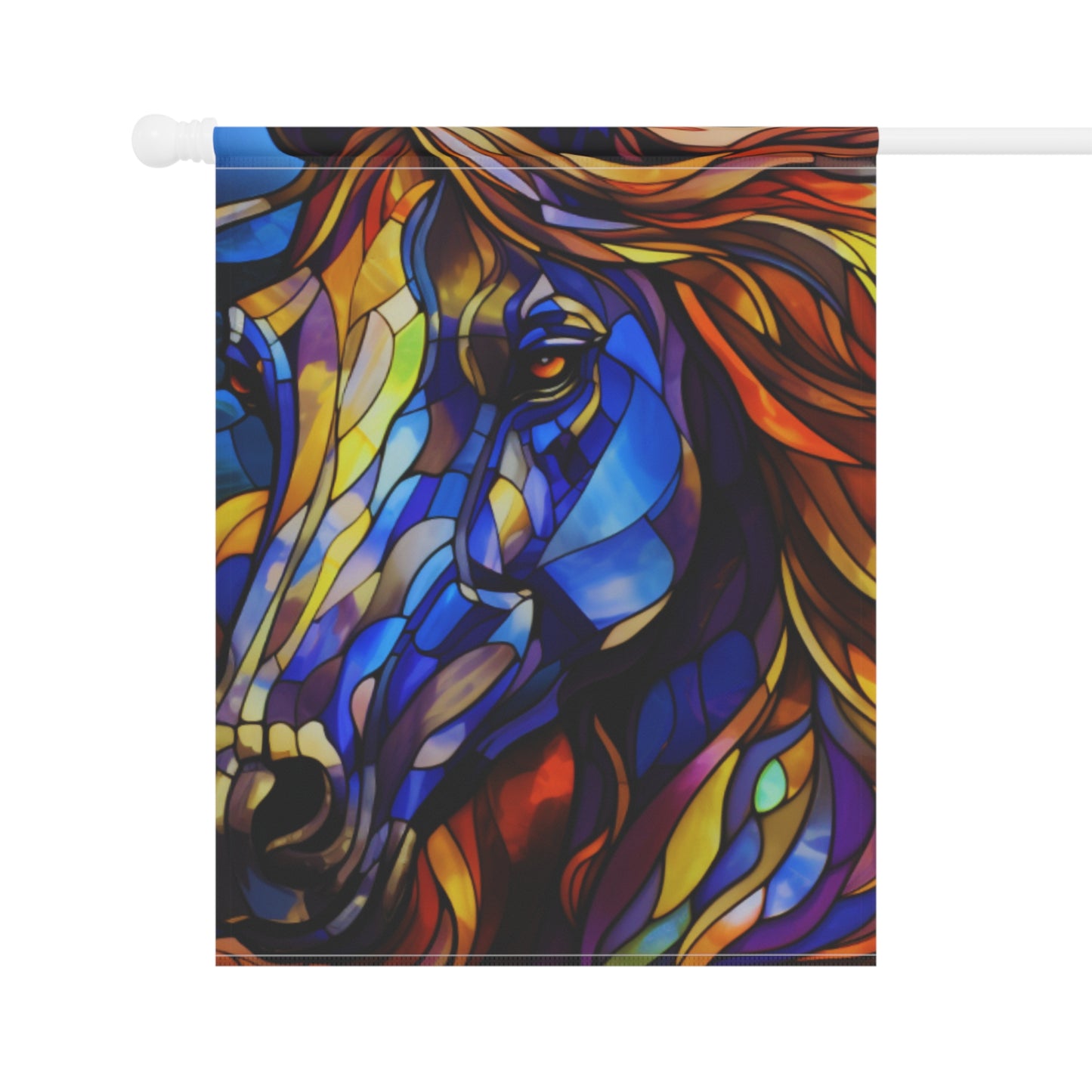 Stallion Stained Glass 2-Sided Garden & House Flag/Banner