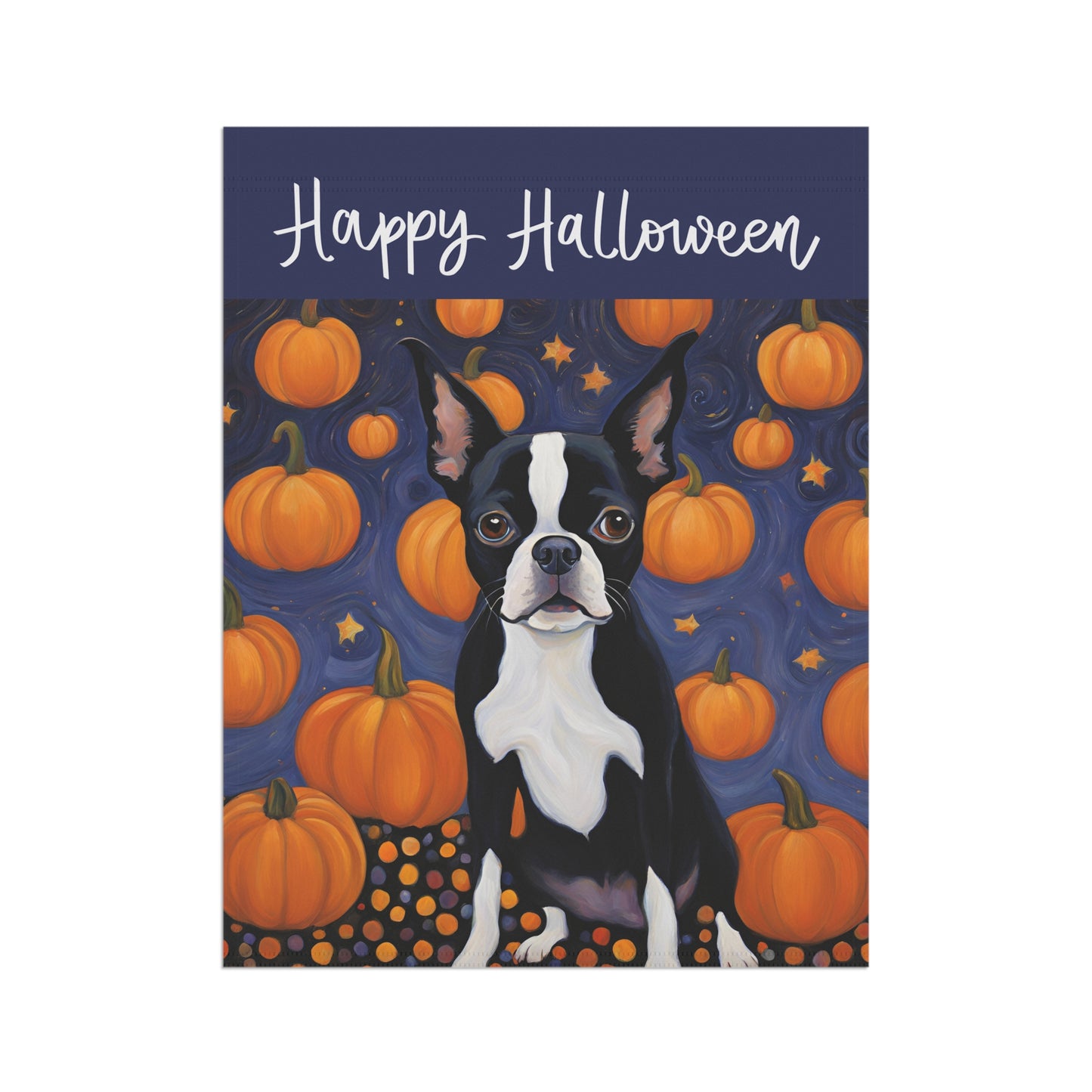 Boston Terrier Happy Halloween 2-Sided Garden & House Flag/Banner