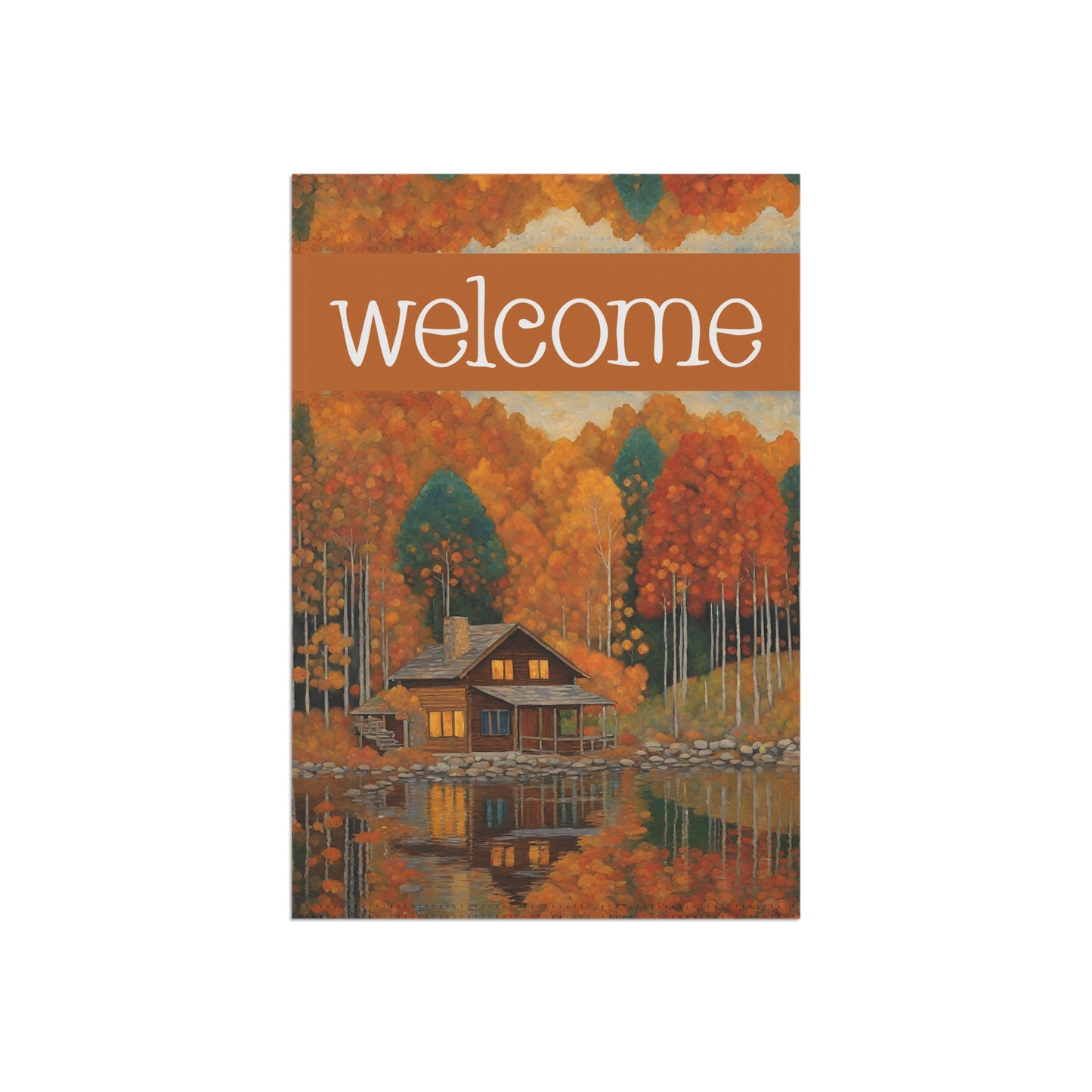 Autumn Cabin Welcome 2-Sided Garden & House Flag/Banner