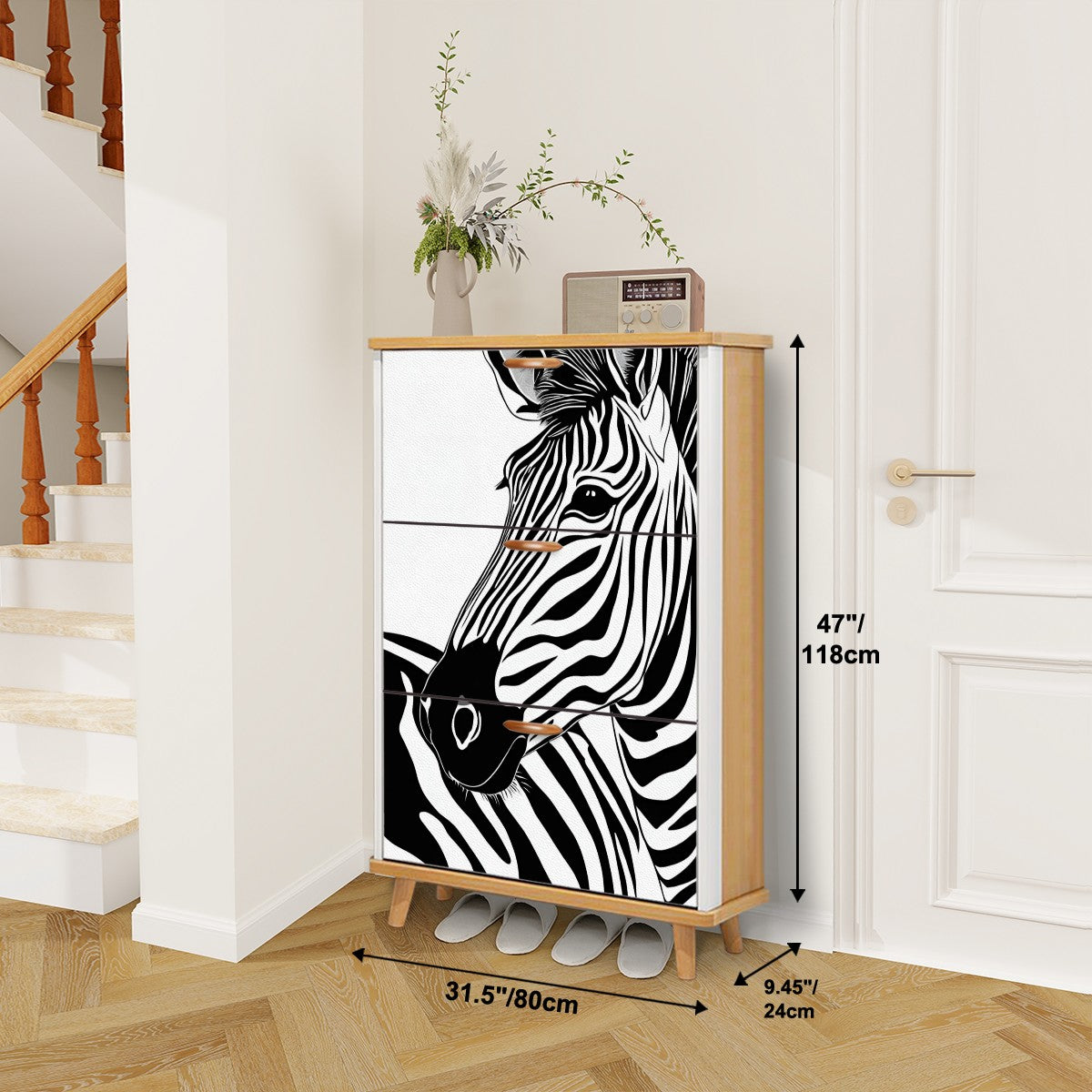 Zebra Shoe Cabinet (Made in USA)