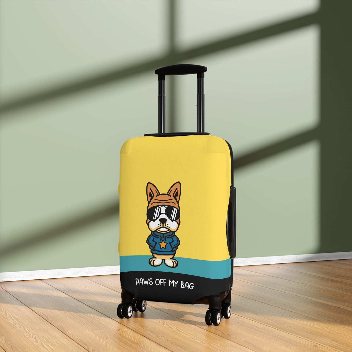 Dog in Glasses on Yellow Paws Off My Bag Luggage Cover