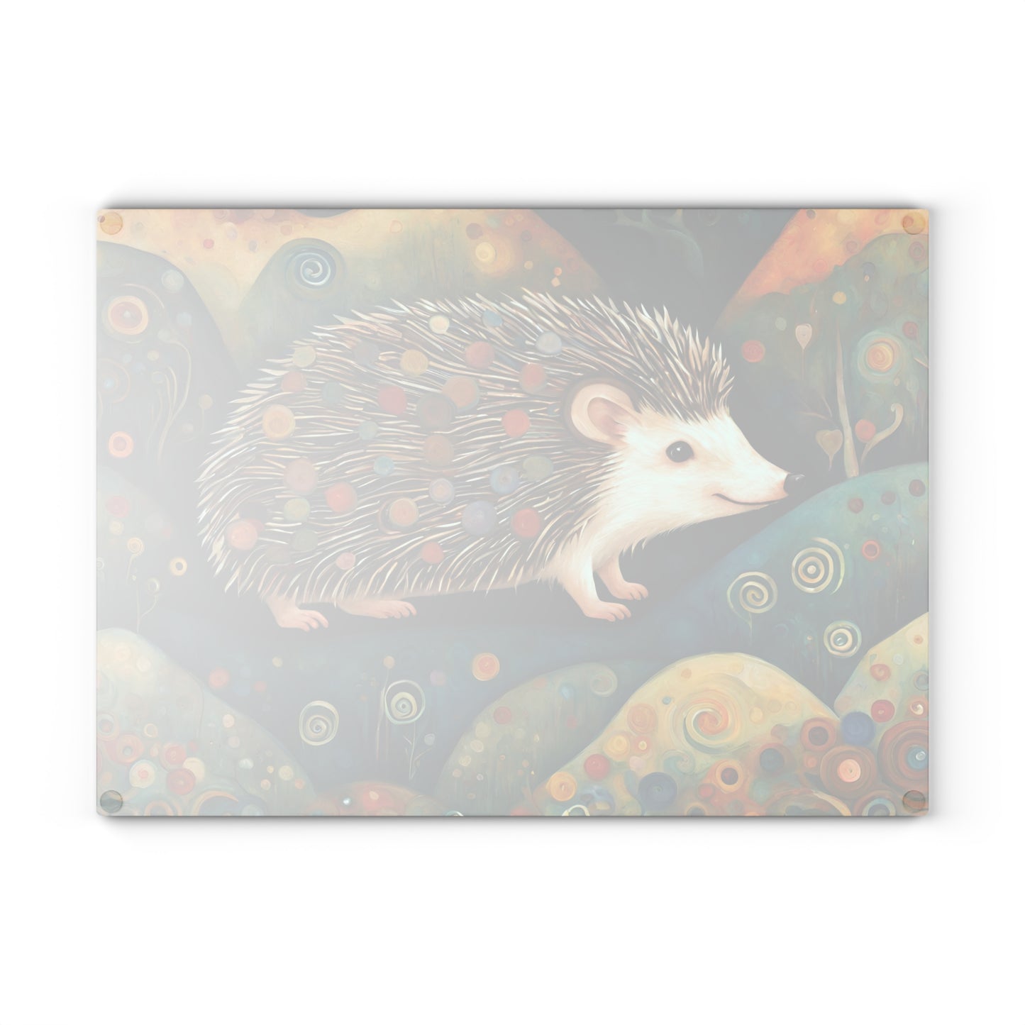 Mountain Forest Hedgehog Tempered Glass Cutting Board