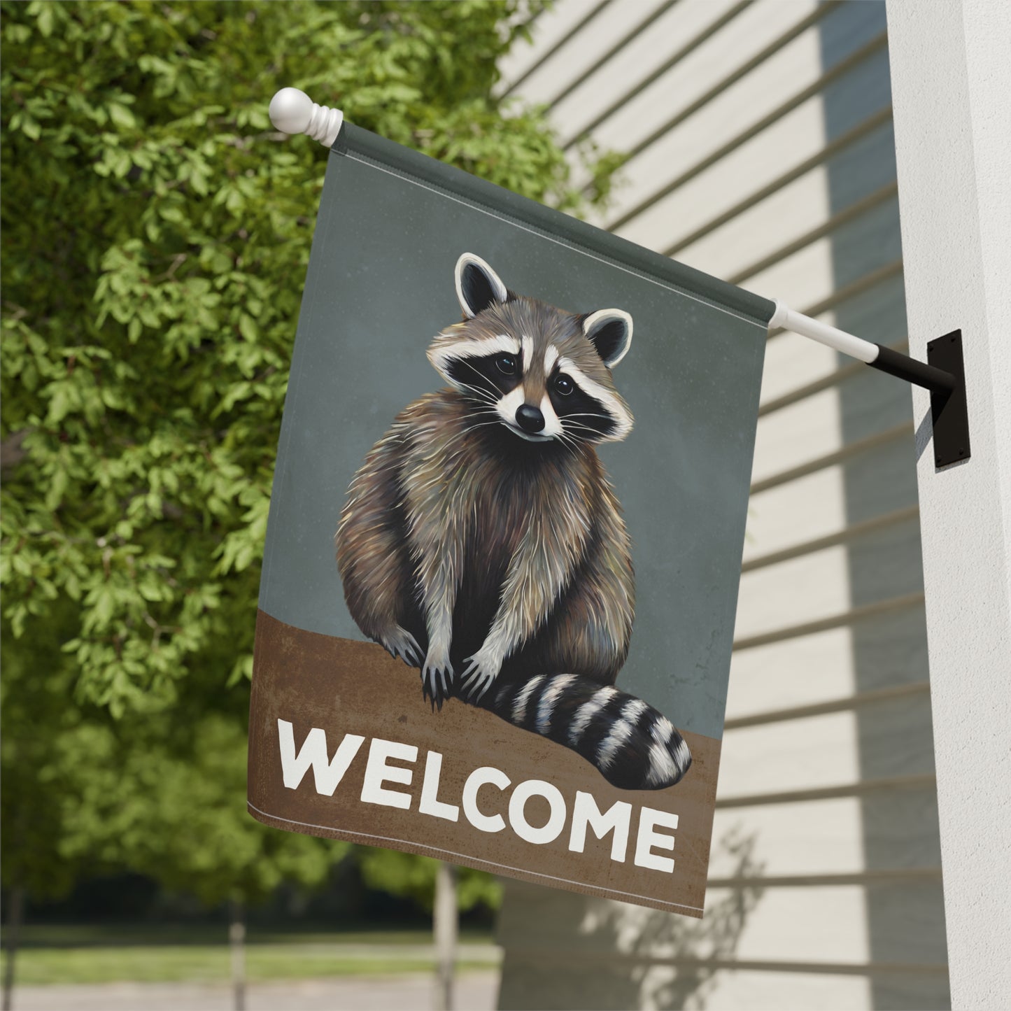 Raccoon Welcome 2-Sided Garden & House Flag/Banner