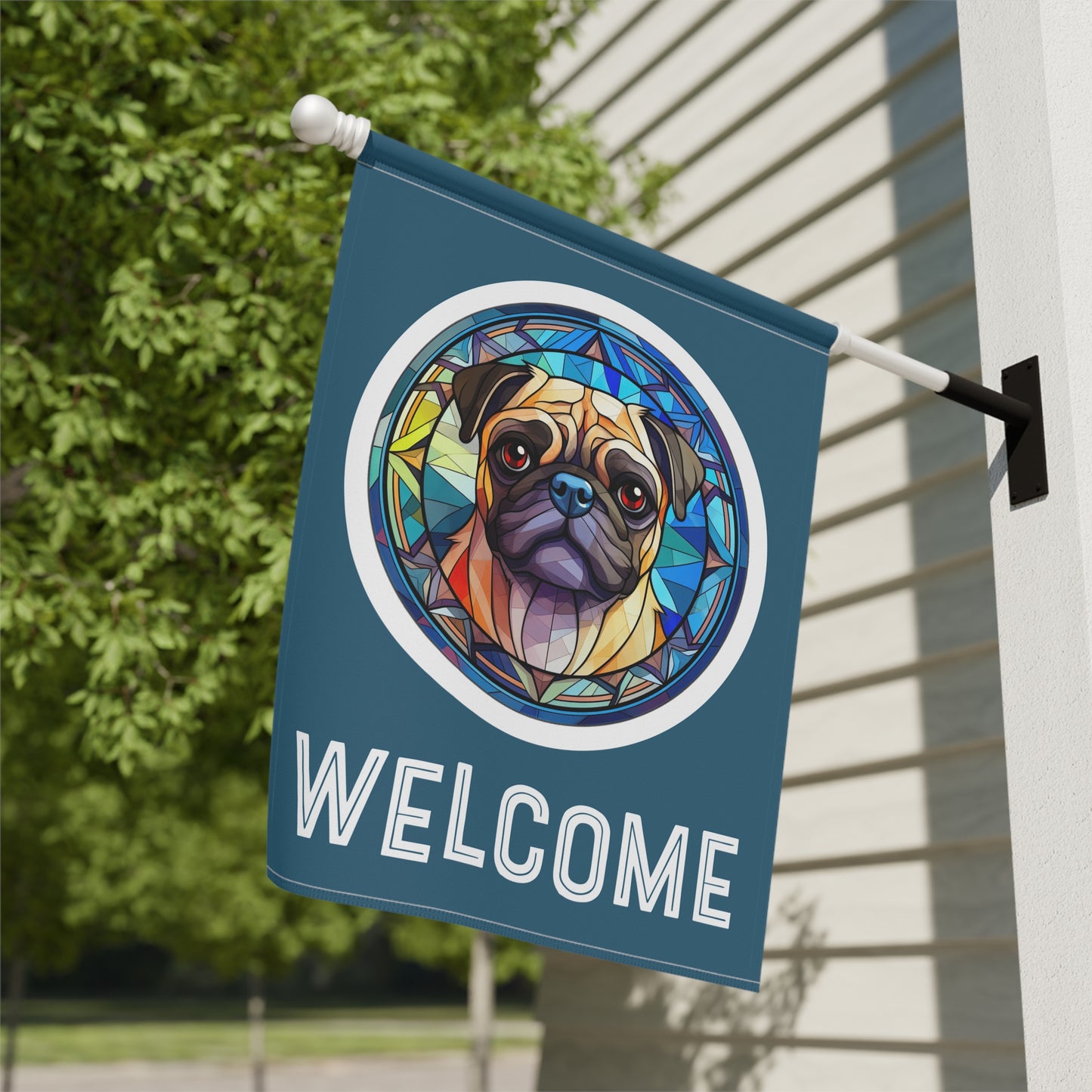 Pug Welcome 2-Sided Garden & House Flag/Banner