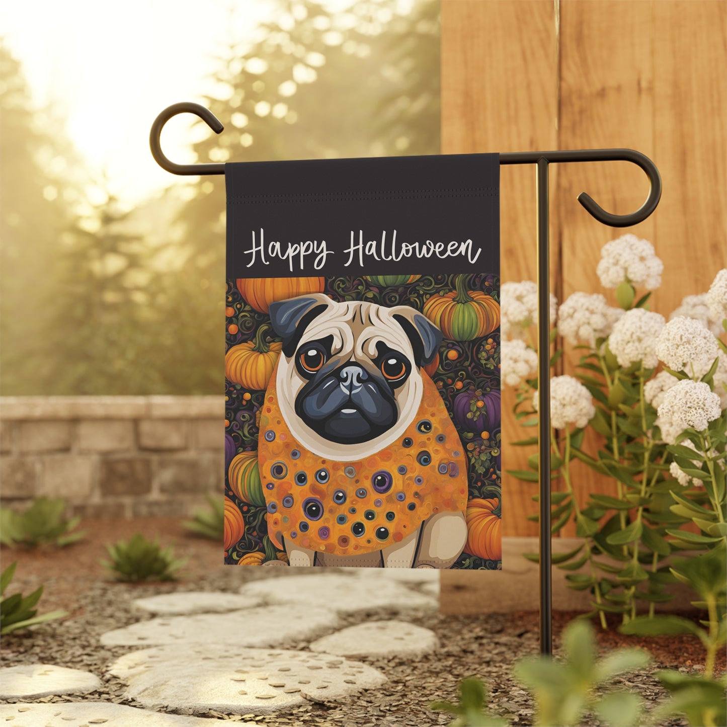 Pug Happy Halloween 2-Sided Garden & House Flag/Banner