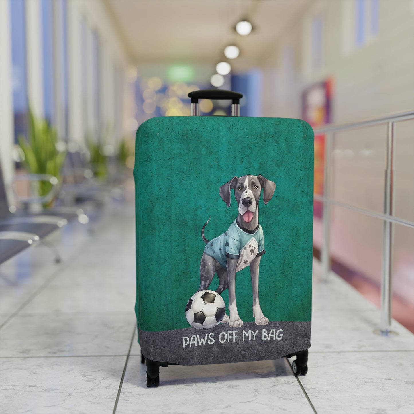 Great Dane with Soccer Ball Paws Off My Bag Luggage Cover