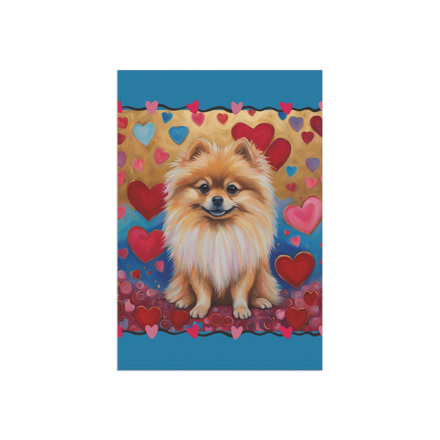 Pomeranian Valentine 2-Sided Garden & House Flag/Banner