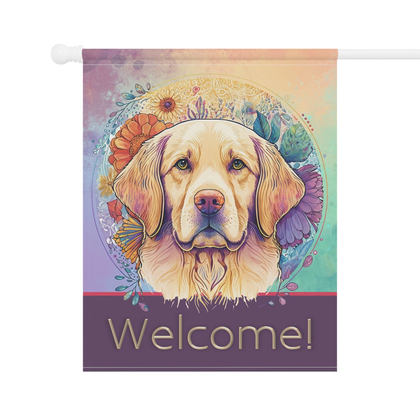 Yellow Labrador Welcome Pastel 2-Sided Garden & House Flag/Banner