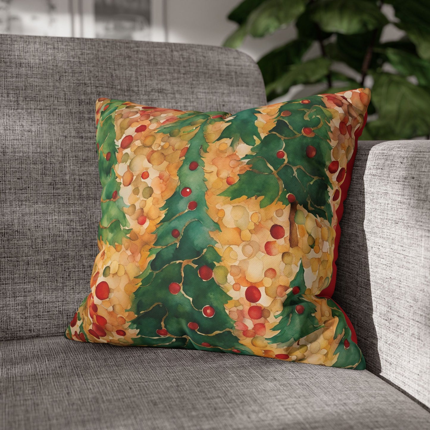 Christmas Tree Folly Square Poly Canvas Pillowcase