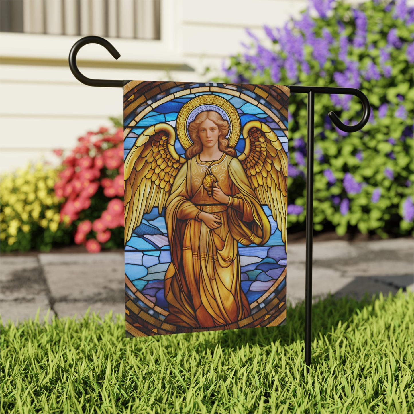 Stained Glass Angel(5) 2-Sided Garden & House Banner