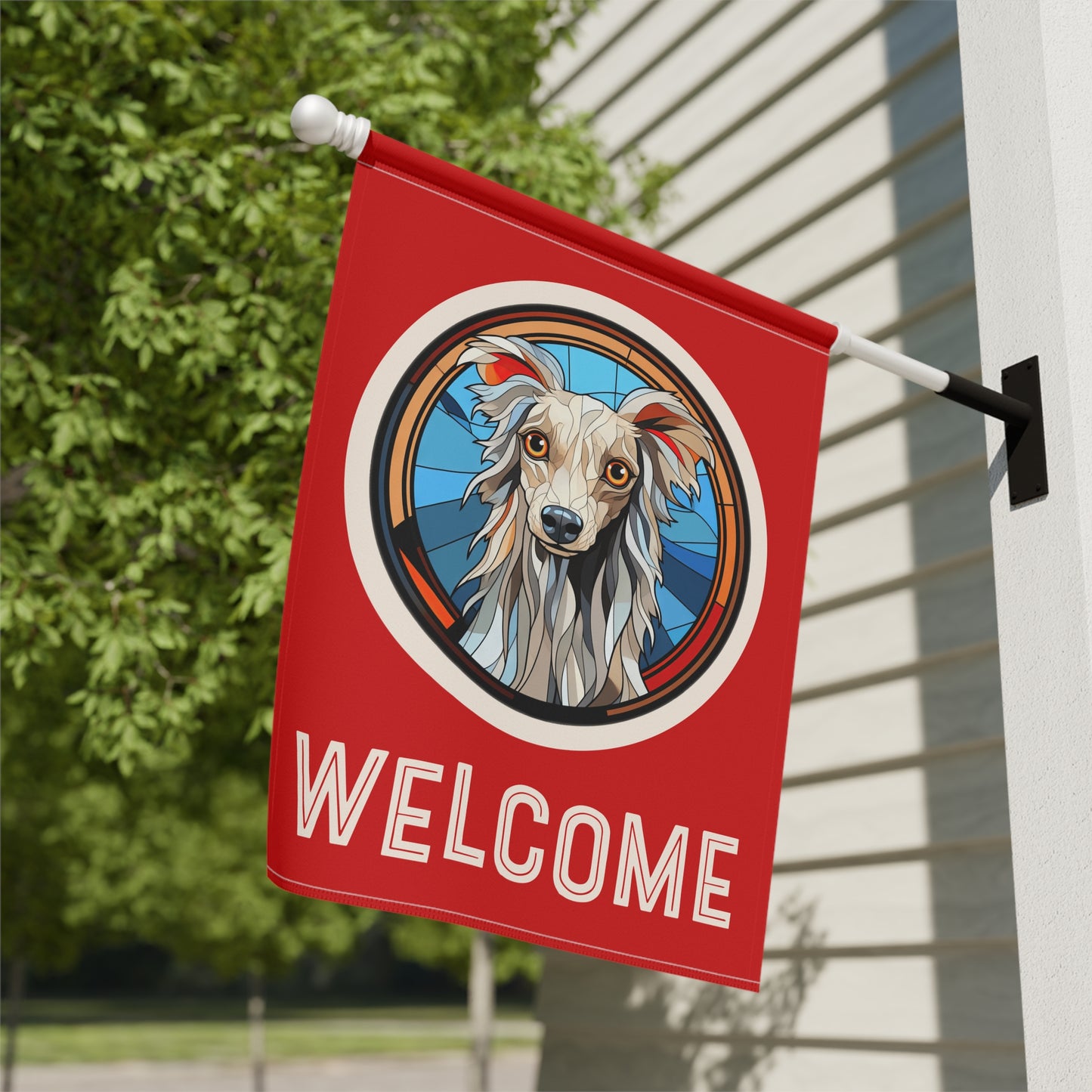 Chinese Crested Welcome 2-Sided Garden & House Flag/Banner