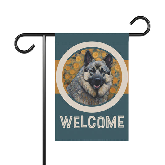 Norwegian Elkhound Welcome 2-Sided Garden & House Flag/Banner