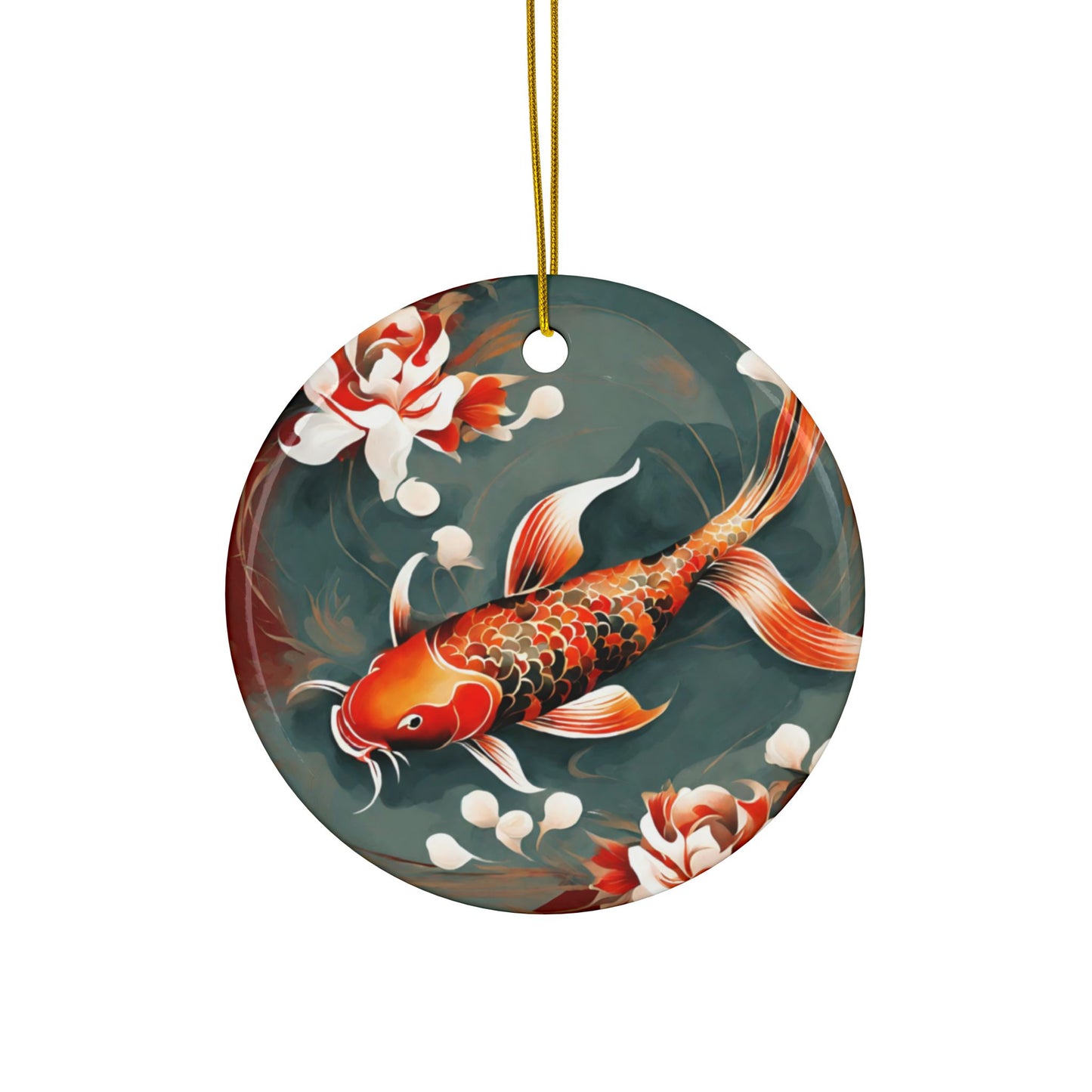 Koi 3" Ceramic Ornaments, 2-Side Print, (1pc, 10pcs)