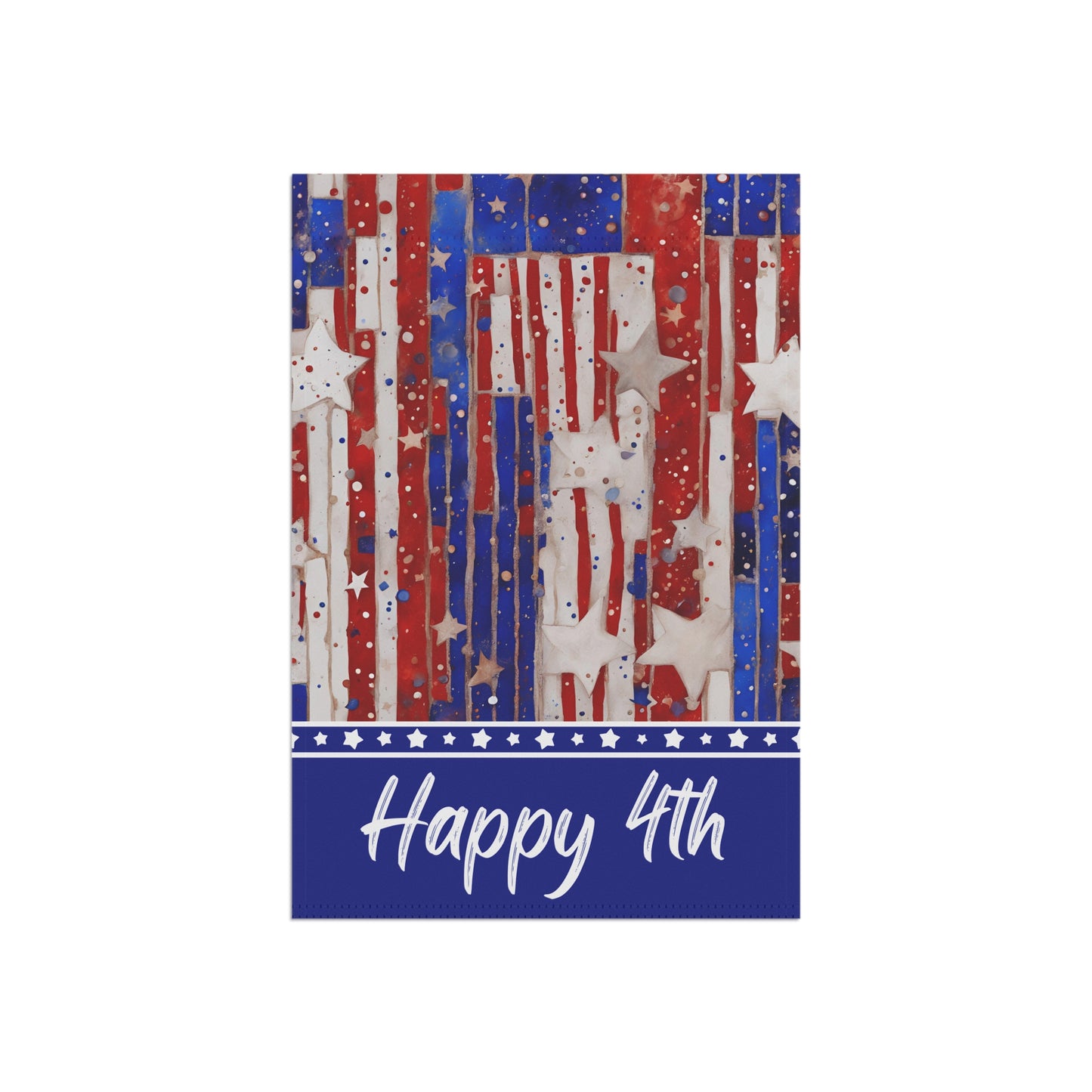 Happy 4th 2-Sided Garden & House Flag/Banner