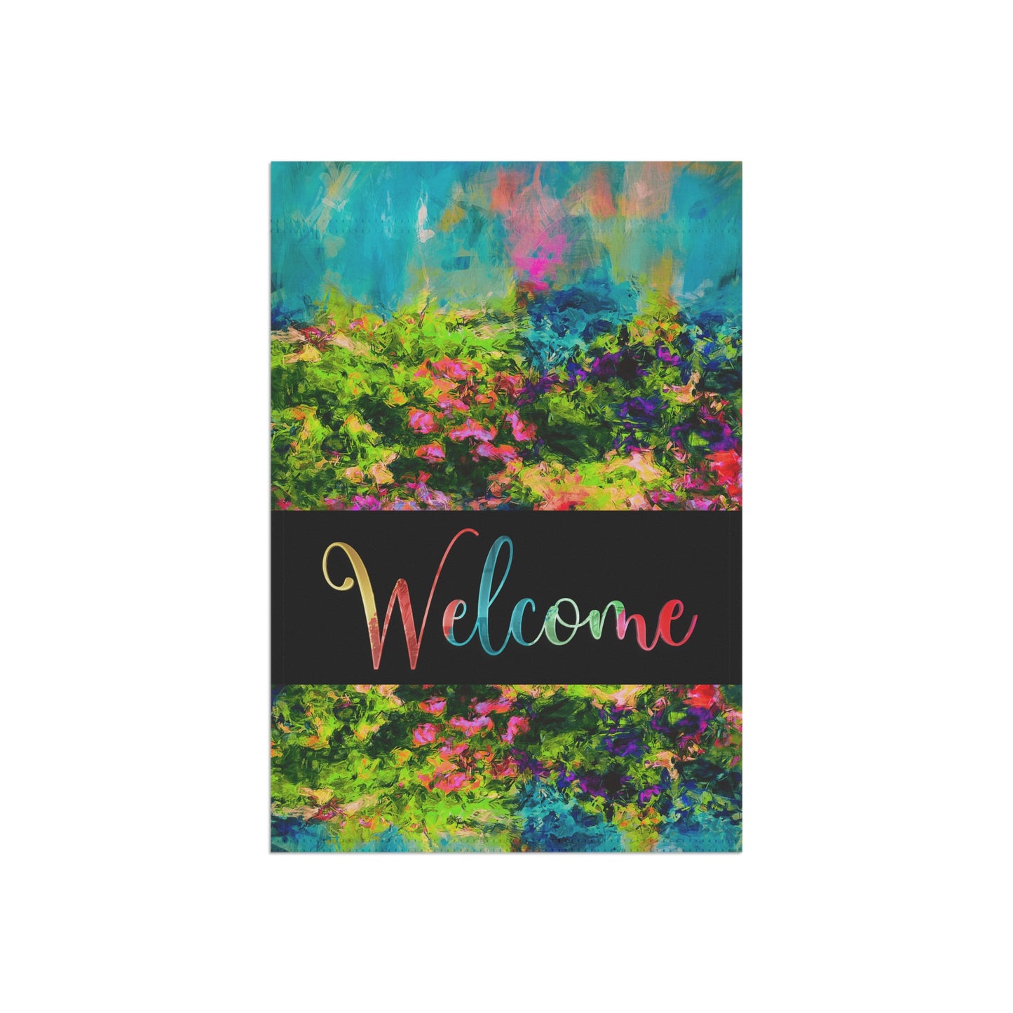 Margo Abstract Art Welcome 2-Sided Garden & House Flag/Banner