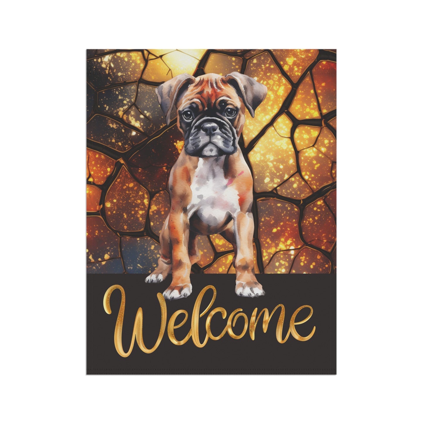 Boxer Pup Welcome 2-Sided Garden & House Flag/Banner