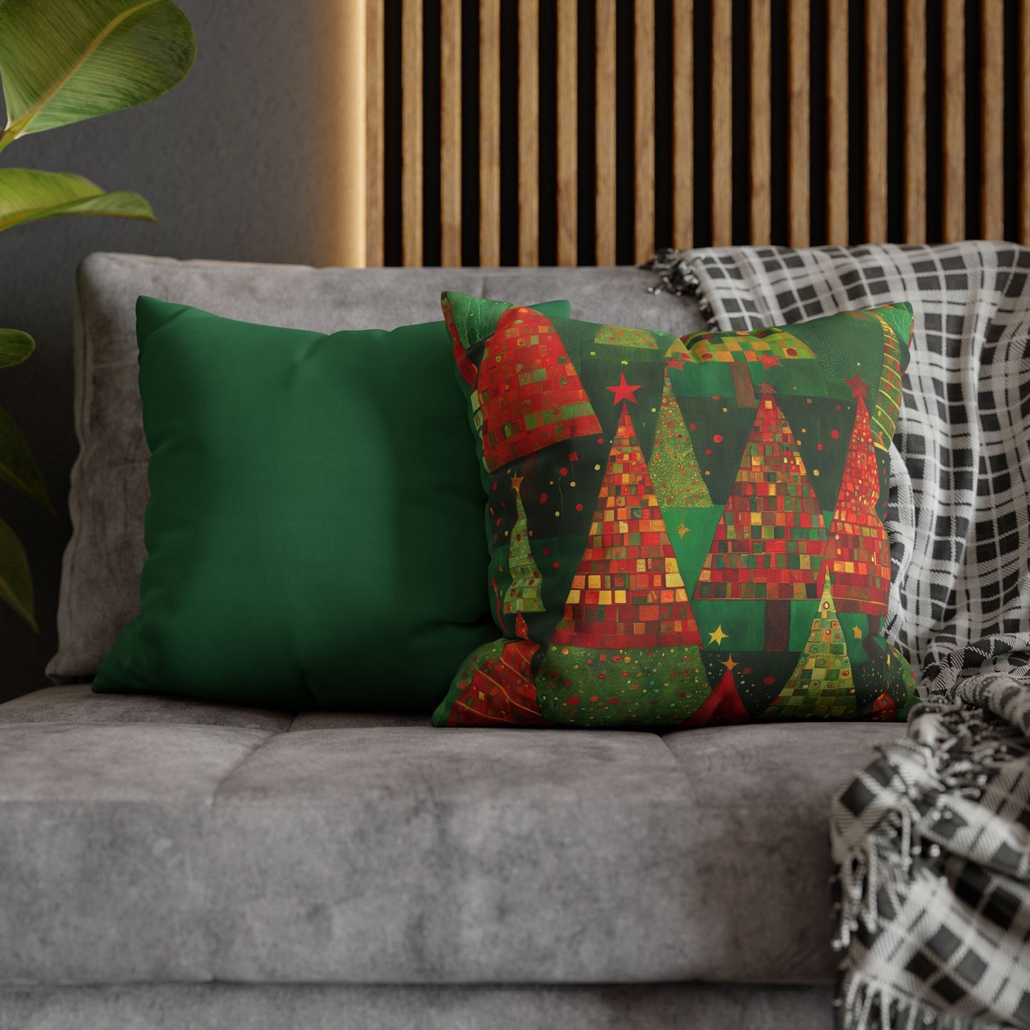 Christmas Tree Forest Square Poly Canvas Pillowcase