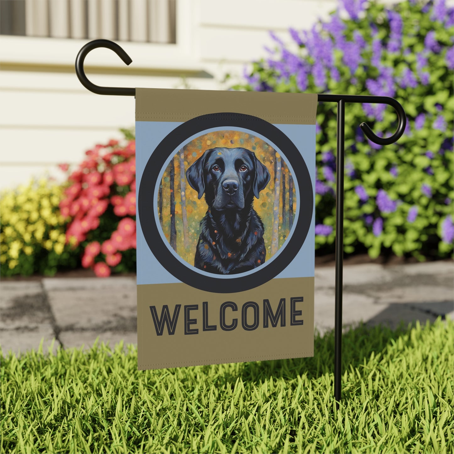 Black Labrador Welcome 2-Sided Garden & House Flag/Banner