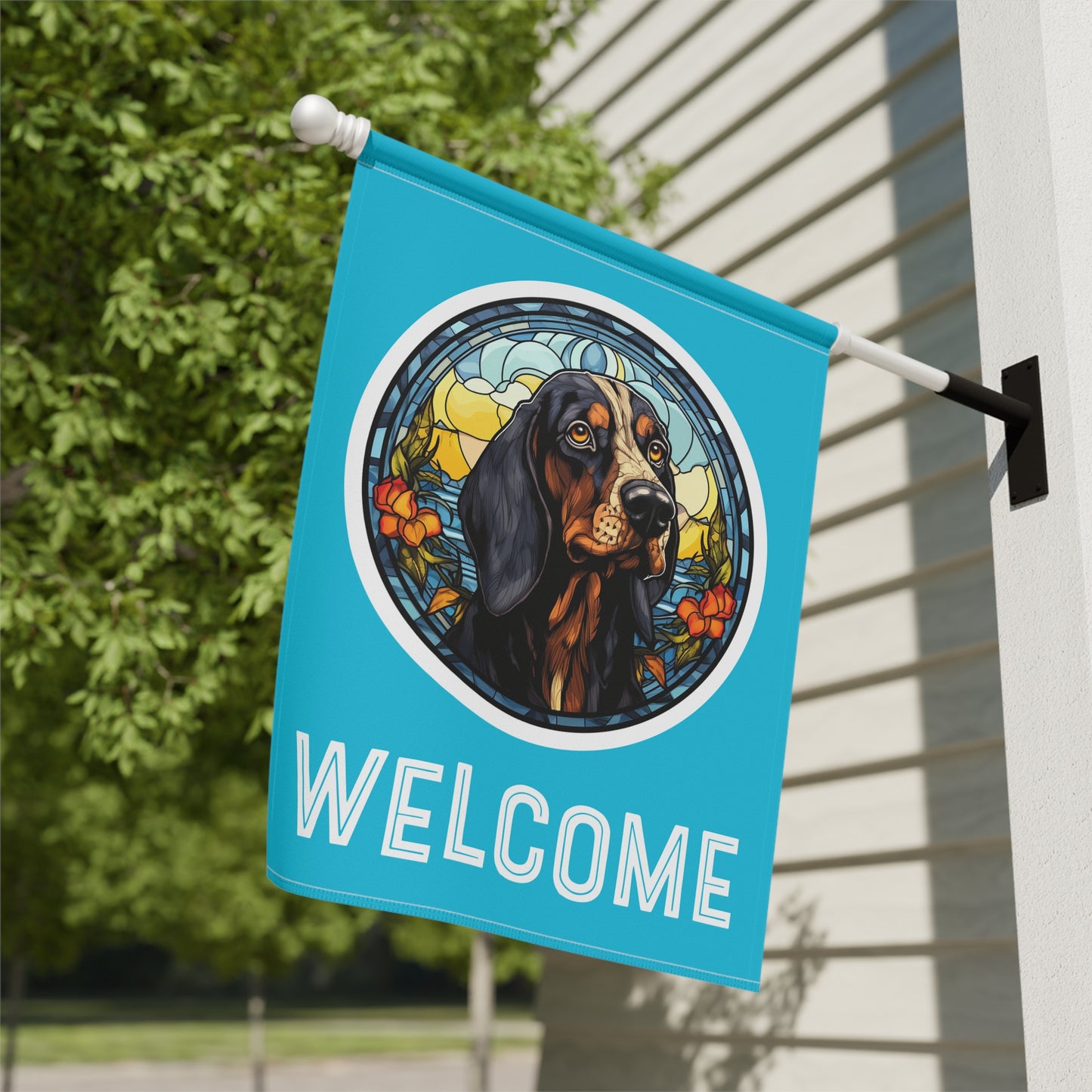 Bluetick Coonhound Welcome 2-Sided Garden & House Flag/Banner