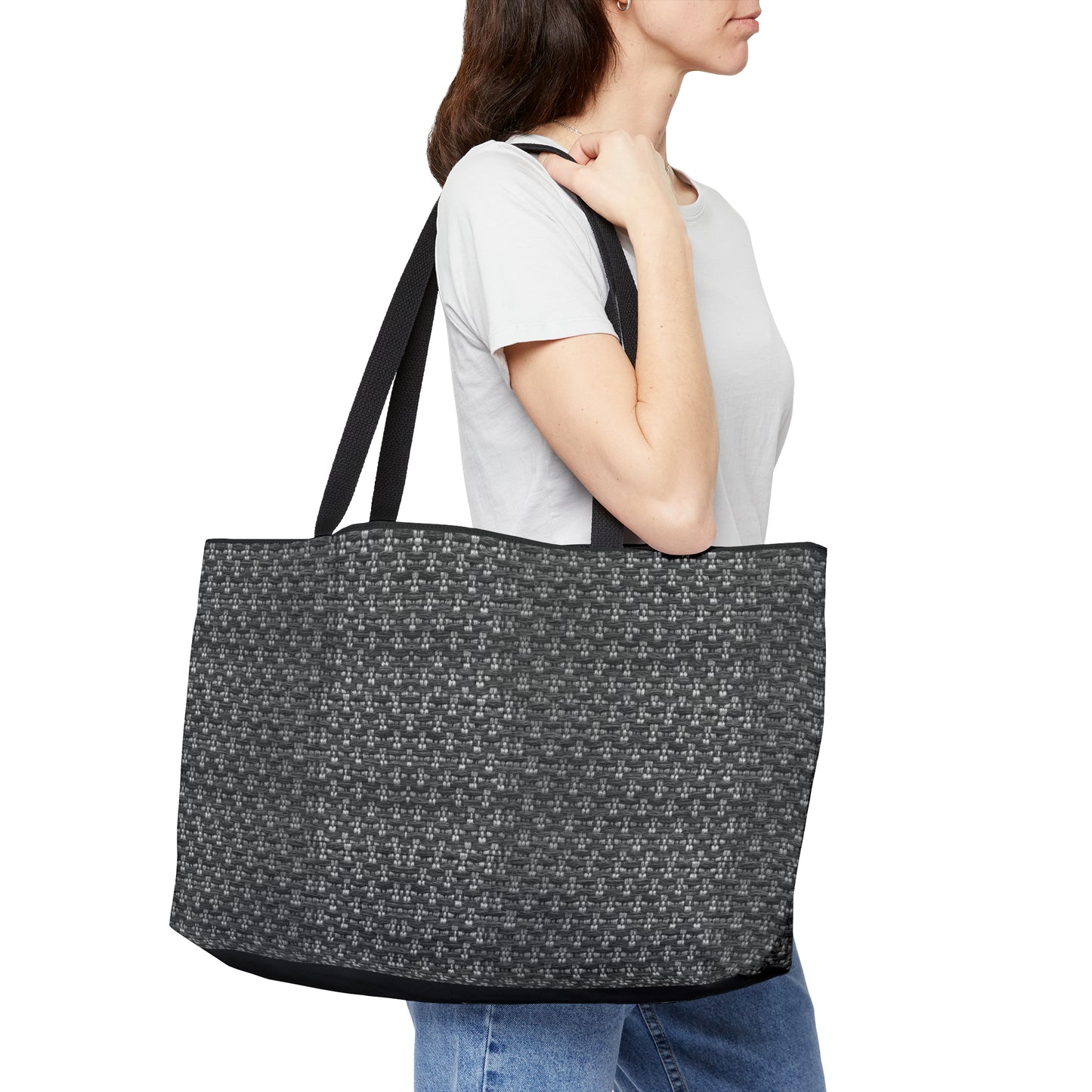 Hand Woven Tweed Look Weekender Tote Bag