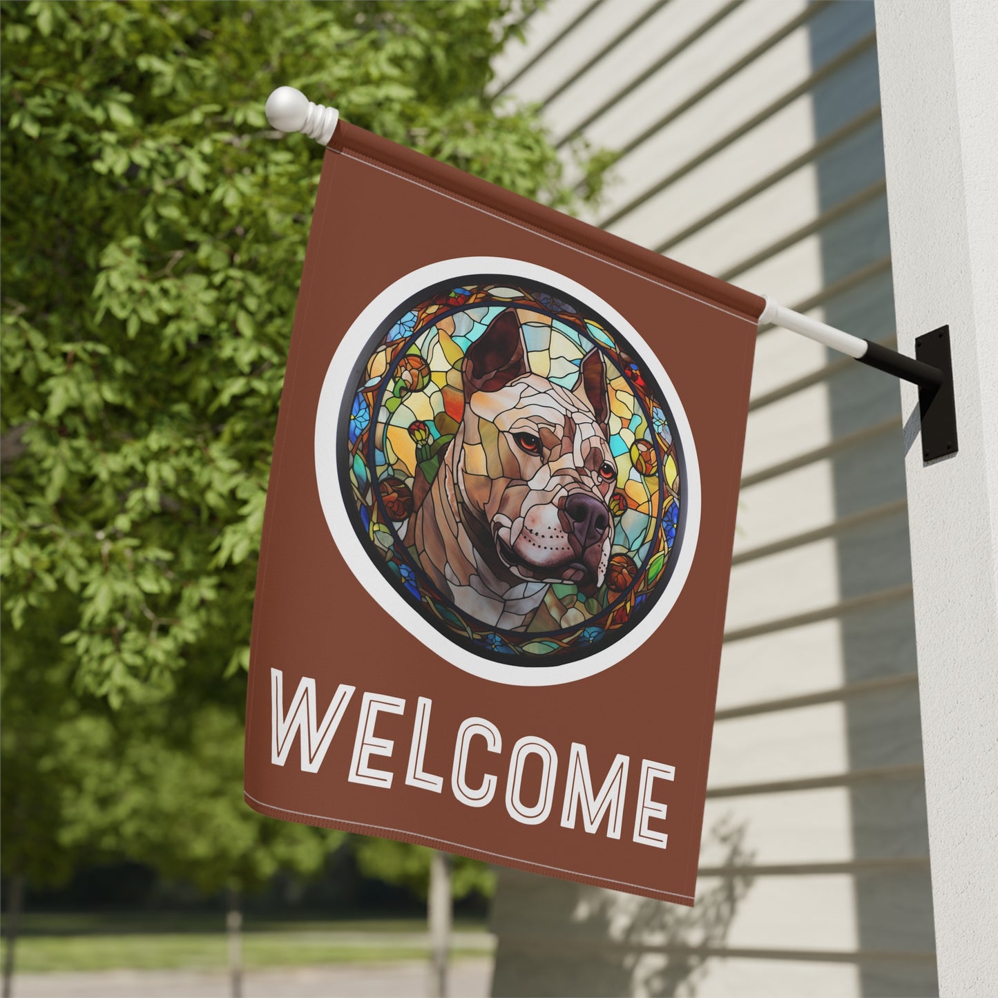 Pitbull Welcome 2-Sided Garden & House Flag/Banner